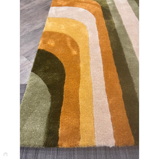 Romy 02 Retro Modern Symmetrical Arches Hand-Woven Soft Wool-Feel Eco Fibre Rainbow Green/Multicolour Rug-Asiatic Carpets-Rug Love - The Most Loved Rug Store