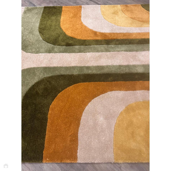 Romy 02 Retro Modern Symmetrical Arches Hand-Woven Soft Wool-Feel Eco Fibre Rainbow Green/Multicolour Rug-Asiatic Carpets-Rug Love - The Most Loved Rug Store