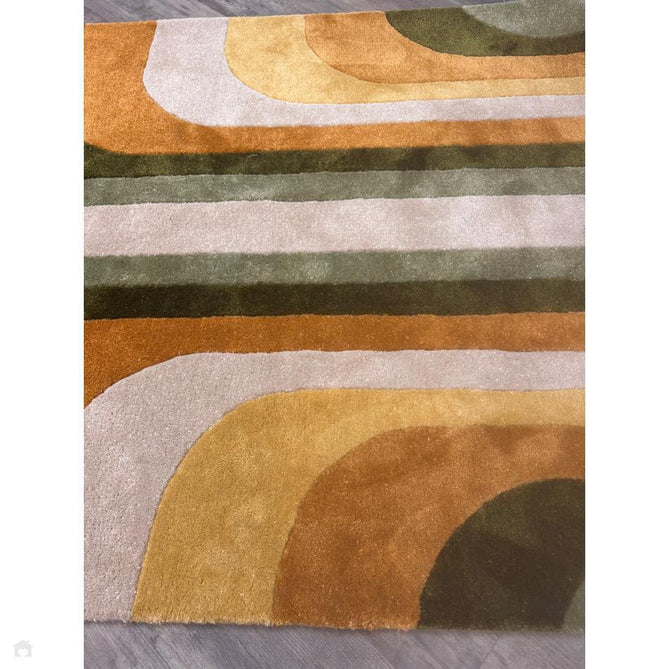 Romy 02 Retro Modern Symmetrical Arches Hand-Woven Soft Wool-Feel Eco Fibre Rainbow Green/Multicolour Rug-Asiatic Carpets-Rug Love - The Most Loved Rug Store