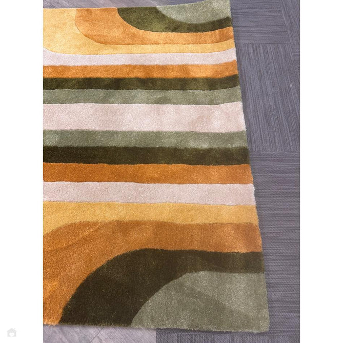 Romy 02 Retro Modern Symmetrical Arches Hand-Woven Soft Wool-Feel Eco Fibre Rainbow Green/Multicolour Rug-Asiatic Carpets-Rug Love - The Most Loved Rug Store