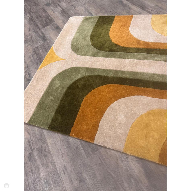 Romy 02 Retro Modern Symmetrical Arches Hand-Woven Soft Wool-Feel Eco Fibre Rainbow Green/Multicolour Rug-Asiatic Carpets-Rug Love - The Most Loved Rug Store