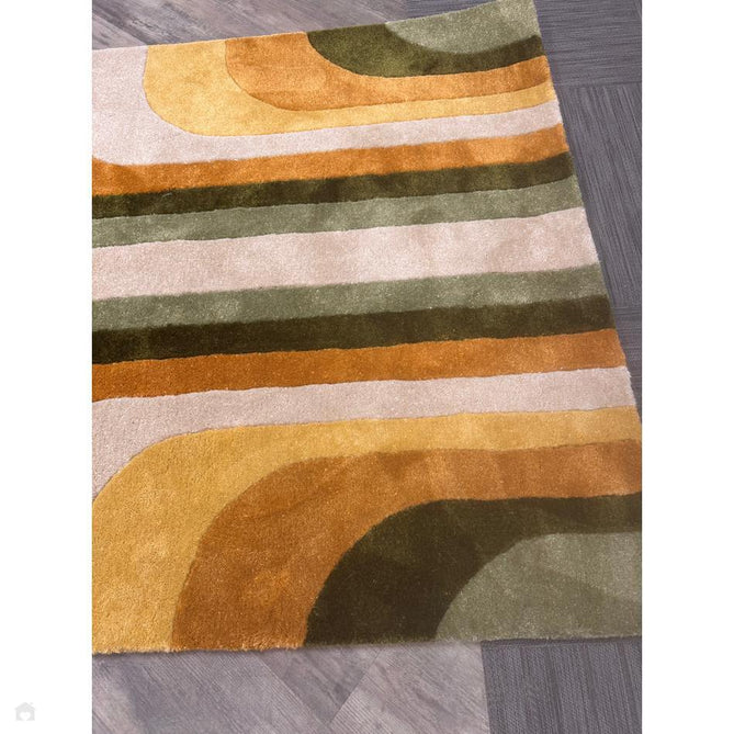 Romy 02 Retro Modern Symmetrical Arches Hand-Woven Soft Wool-Feel Eco Fibre Rainbow Green/Multicolour Rug-Asiatic Carpets-Rug Love - The Most Loved Rug Store
