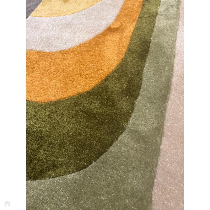 Romy 02 Retro Modern Symmetrical Arches Hand-Woven Soft Wool-Feel Eco Fibre Rainbow Green/Multicolour Rug-Asiatic Carpets-Rug Love - The Most Loved Rug Store
