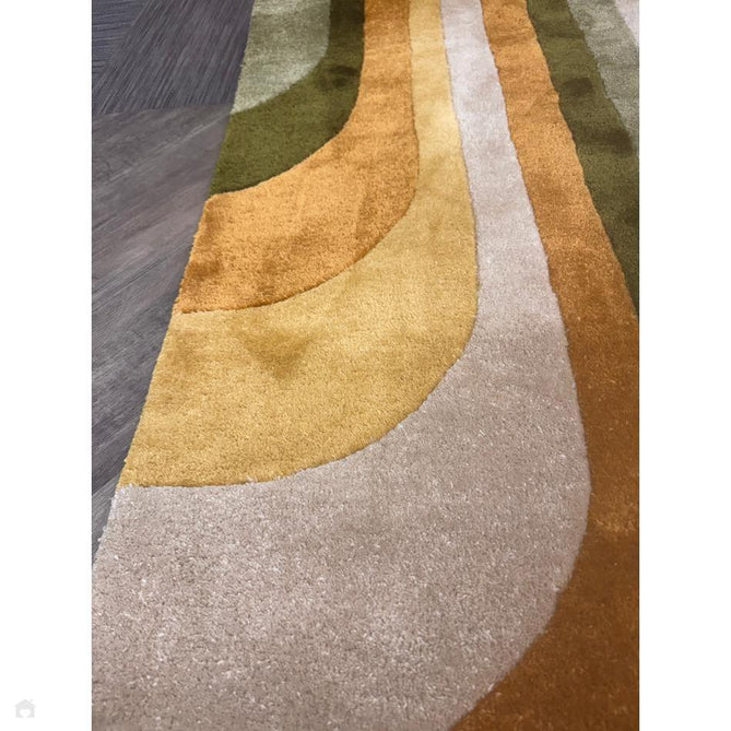 Romy 02 Retro Modern Symmetrical Arches Hand-Woven Soft Wool-Feel Eco Fibre Rainbow Green/Multicolour Rug-Asiatic Carpets-Rug Love - The Most Loved Rug Store