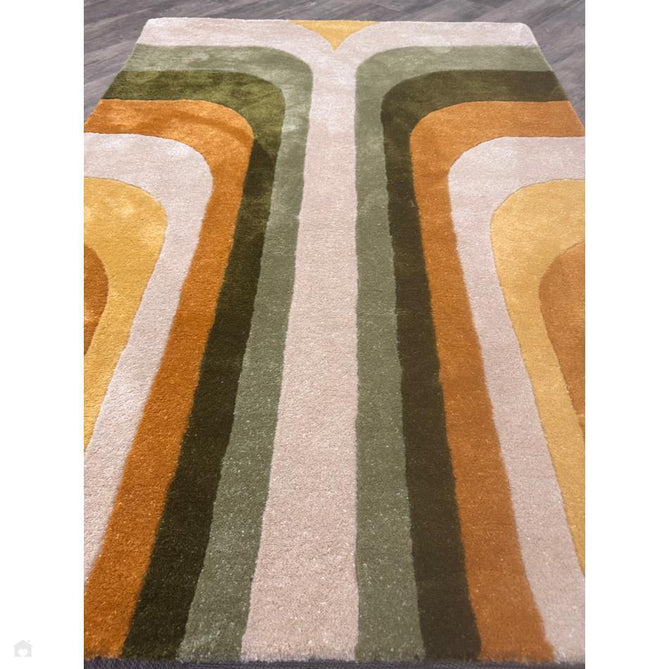 Romy 02 Retro Modern Symmetrical Arches Hand-Woven Soft Wool-Feel Eco Fibre Rainbow Green/Multicolour Rug-Asiatic Carpets-Rug Love - The Most Loved Rug Store