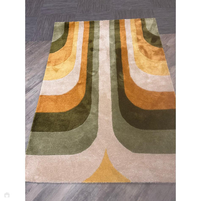 Romy 02 Retro Modern Symmetrical Arches Hand-Woven Soft Wool-Feel Eco Fibre Rainbow Green/Multicolour Rug-Asiatic Carpets-Rug Love - The Most Loved Rug Store