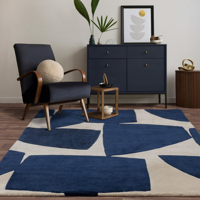 Romy 03 Kite Modern Irregular Geometric Shapes Hand-Woven Soft Wool-Feel Eco Fibre Blue/Cream Rug-Asiatic Carpets-Rug Love - The Most Loved Rug Store