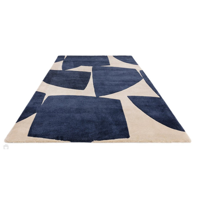 Romy 03 Kite Modern Irregular Geometric Shapes Hand-Woven Soft Wool-Feel Eco Fibre Blue/Cream Rug-Asiatic Carpets-Rug Love - The Most Loved Rug Store