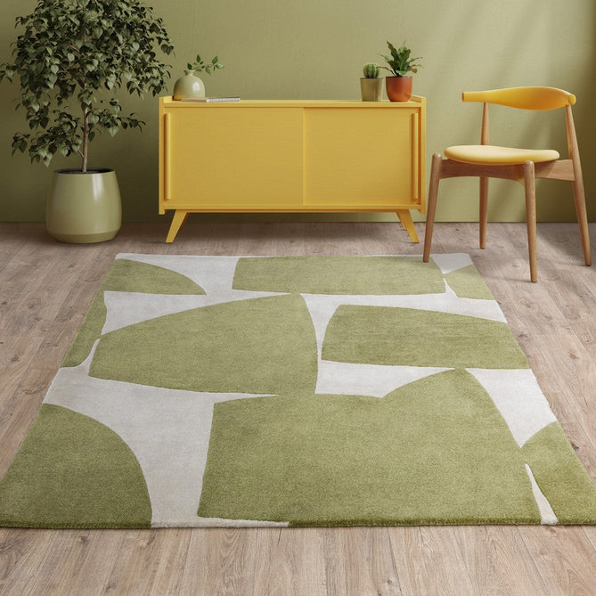 Romy 04 Kite Modern Irregular Geometric Shapes Hand-Woven Soft Wool-Feel Eco Fibre Sage Green/Cream Rug-Asiatic Carpets-Rug Love - The Most Loved Rug Store