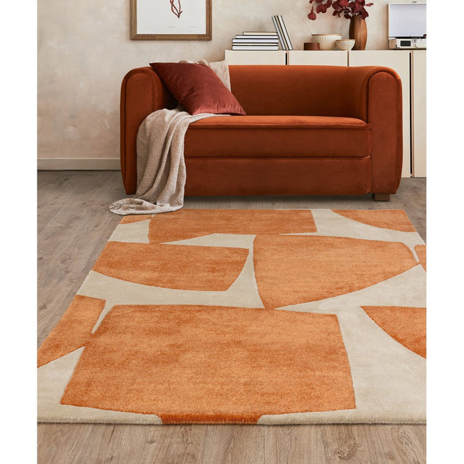 Romy 05 Kite Modern Irregular Geometric Shapes Hand-Woven Soft Wool-Feel Eco Fibre Rust Orange/Cream Rug-Asiatic Carpets-Rug Love - The Most Loved Rug Store