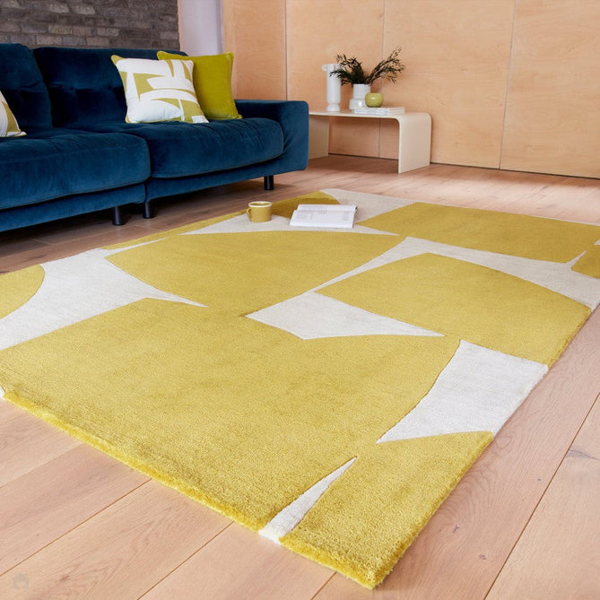 Romy 06 Kite Modern Irregular Geometric Shapes Hand-Woven Soft Wool-Feel Eco Fibre Chartreuse Yellow/Cream Rug-Asiatic Carpets-Rug Love - The Most Loved Rug Store