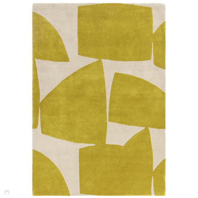 Romy 06 Kite Modern Irregular Geometric Shapes Hand-Woven Soft Wool-Feel Eco Fibre Chartreuse Yellow/Cream Rug-Asiatic Carpets-Rug Love - The Most Loved Rug Store