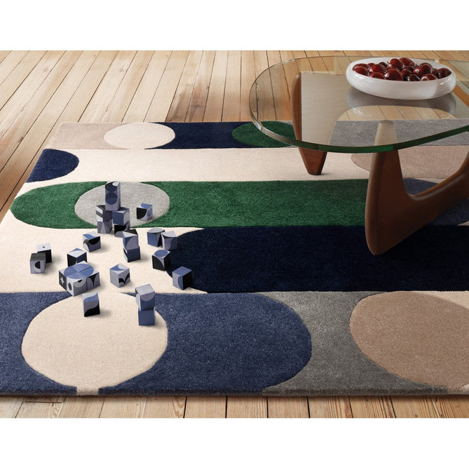 Romy 08 Morse Modern Elongated Ovals Shapes Hand-Woven Soft Wool-Feel Eco Fibre Blue/Green/Grey/Beige/Ivory Rug-Asiatic Carpets-Rug Love - The Most Loved Rug Store
