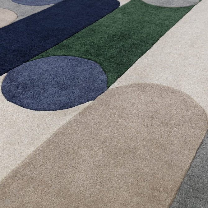 Romy 08 Morse Modern Elongated Ovals Shapes Hand-Woven Soft Wool-Feel Eco Fibre Blue/Green/Grey/Beige/Ivory Rug-Asiatic Carpets-Rug Love - The Most Loved Rug Store