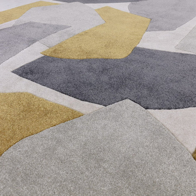 Romy 10 Element Modern Irregular Overlapping Geometric Shapes Hand-Woven Soft Wool-Feel Eco Fibre Ochre/Grey/Ivory Rug-Asiatic Carpets-Rug Love - The Most Loved Rug Store