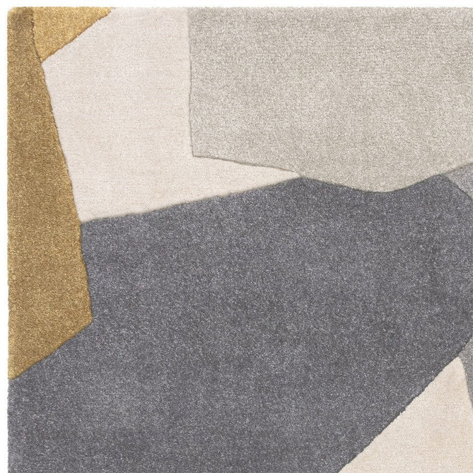 Romy 10 Element Modern Irregular Overlapping Geometric Shapes Hand-Woven Soft Wool-Feel Eco Fibre Ochre/Grey/Ivory Rug-Asiatic Carpets-Rug Love - The Most Loved Rug Store