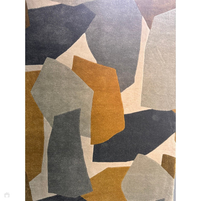 Romy 10 Element Modern Irregular Overlapping Geometric Shapes Hand-Woven Soft Wool-Feel Eco Fibre Ochre/Grey/Ivory Rug-Asiatic Carpets-Rug Love - The Most Loved Rug Store