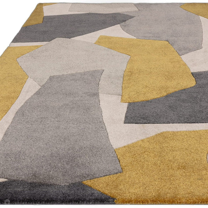 Romy 10 Element Modern Irregular Overlapping Geometric Shapes Hand-Woven Soft Wool-Feel Eco Fibre Ochre/Grey/Ivory Rug-Asiatic Carpets-Rug Love - The Most Loved Rug Store