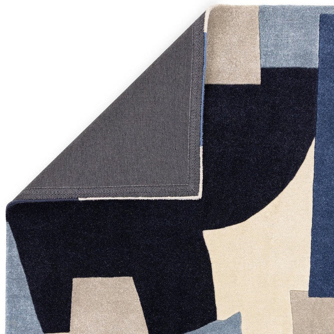 Romy 11 Element Modern Irregular Overlapping Geometric Shapes Hand-Woven Soft Wool-Feel Eco Fibre Blue/Taupe/Ivory Rug-Asiatic Carpets-Rug Love - The Most Loved Rug Store