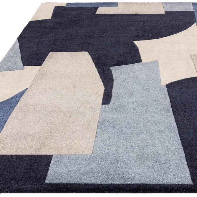 Romy 11 Element Modern Irregular Overlapping Geometric Shapes Hand-Woven Soft Wool-Feel Eco Fibre Blue/Taupe/Ivory Rug-Asiatic Carpets-Rug Love - The Most Loved Rug Store