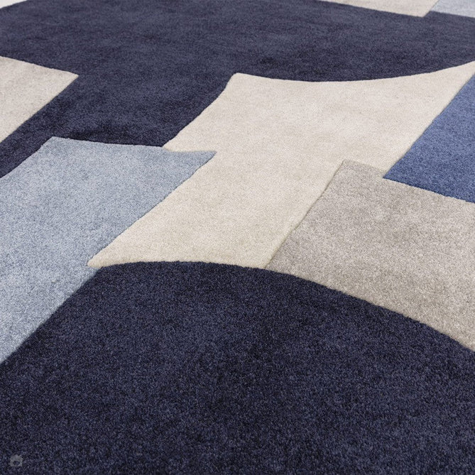 Romy 11 Element Modern Irregular Overlapping Geometric Shapes Hand-Woven Soft Wool-Feel Eco Fibre Blue/Taupe/Ivory Rug-Asiatic Carpets-Rug Love - The Most Loved Rug Store