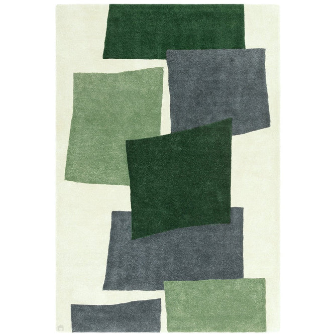 Romy 12 Papercut Modern Overlapping Rectangles Hand-Woven Soft Wool-Feel Eco Fibre Green/Grey/Ivory Rug-Asiatic Carpets-Rug Love - The Most Loved Rug Store
