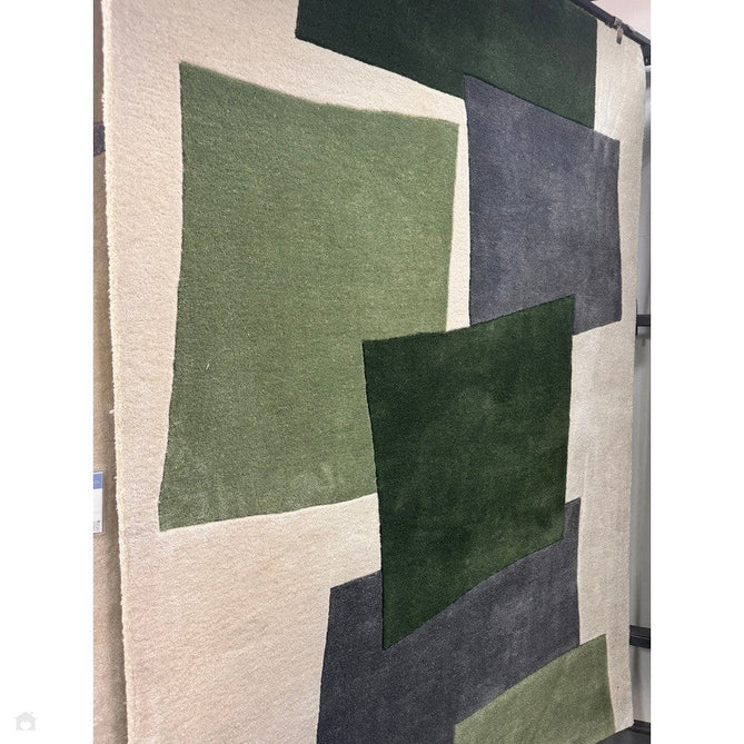 Romy 12 Papercut Modern Overlapping Rectangles Hand-Woven Soft Wool-Feel Eco Fibre Green/Grey/Ivory Rug-Asiatic Carpets-Rug Love - The Most Loved Rug Store