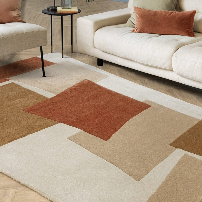 Romy 13 Papercut Modern Overlapping Rectangles Hand-Woven Soft Wool-Feel Eco Fibre Rust Red/Beige/Ivory Rug-Asiatic Carpets-Rug Love - The Most Loved Rug Store