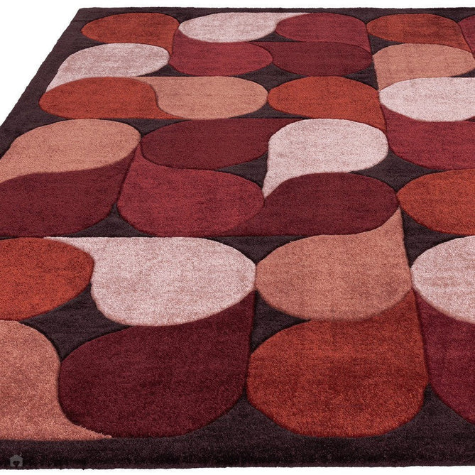 Romy 14 Jive Modern Layered Teardrop Hand-Woven Soft Wool-Feel Eco Fibre Rust Red/Deep Burgundy/Terracotta Rug-Asiatic Carpets-Rug Love - The Most Loved Rug Store