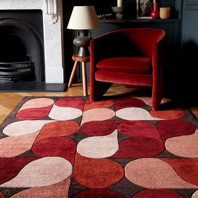 Romy 14 Jive Modern Layered Teardrop Hand-Woven Soft Wool-Feel Eco Fibre Rust Red/Deep Burgundy/Terracotta Rug-Asiatic Carpets-Rug Love - The Most Loved Rug Store