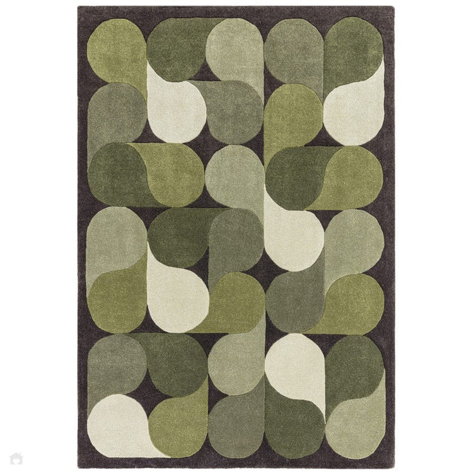 Romy 15 Jive Modern Layered Teardrop Hand-Woven Soft Wool-Feel Eco Fibre Green/Cream/Grey Rug-Asiatic Carpets-Rug Love - The Most Loved Rug Store