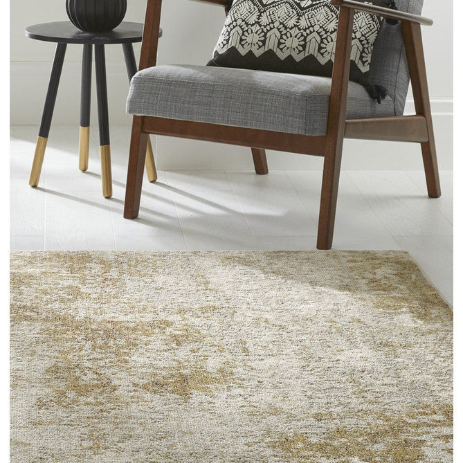 Rossa ROS03 Modern Abstract Distressed Durable Easy-Care Ribbed Textured Low Profile Short Pile Ivory/Beige/Gold Rug-Concept Looms-Rug Love - The Most Loved Rug Store