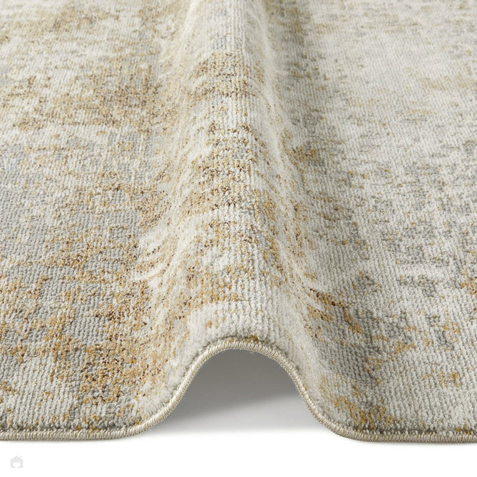 Rossa ROS03 Modern Abstract Distressed Durable Easy-Care Ribbed Textured Low Profile Short Pile Ivory/Beige/Gold Rug-Concept Looms-Rug Love - The Most Loved Rug Store