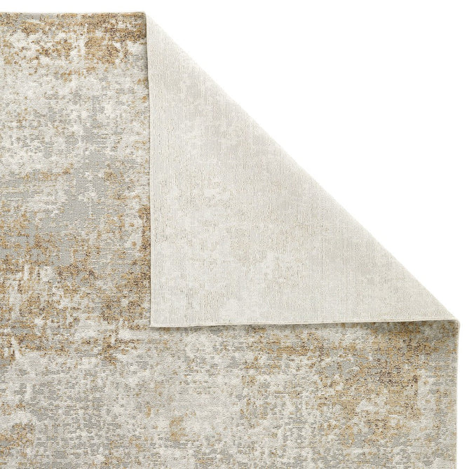 Rossa ROS03 Modern Abstract Distressed Durable Easy-Care Ribbed Textured Low Profile Short Pile Ivory/Beige/Gold Rug-Concept Looms-Rug Love - The Most Loved Rug Store