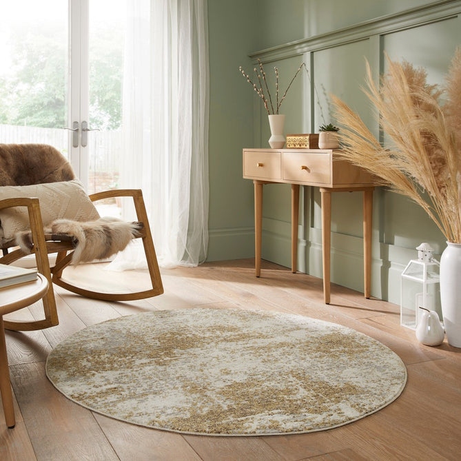 Rossa ROS03 Modern Abstract Distressed Durable Easy-Care Ribbed Textured Low Profile Short Pile Ivory/Beige/Gold Rug-Concept Looms-Rug Love - The Most Loved Rug Store