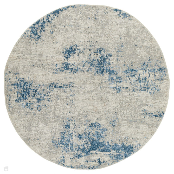 Rossa ROS03 Modern Abstract Distressed Durable Easy-Care Ribbed Textured Low Profile Short Pile Ivory/Blue Rug-Concept Looms-Rug Love - The Most Loved Rug Store