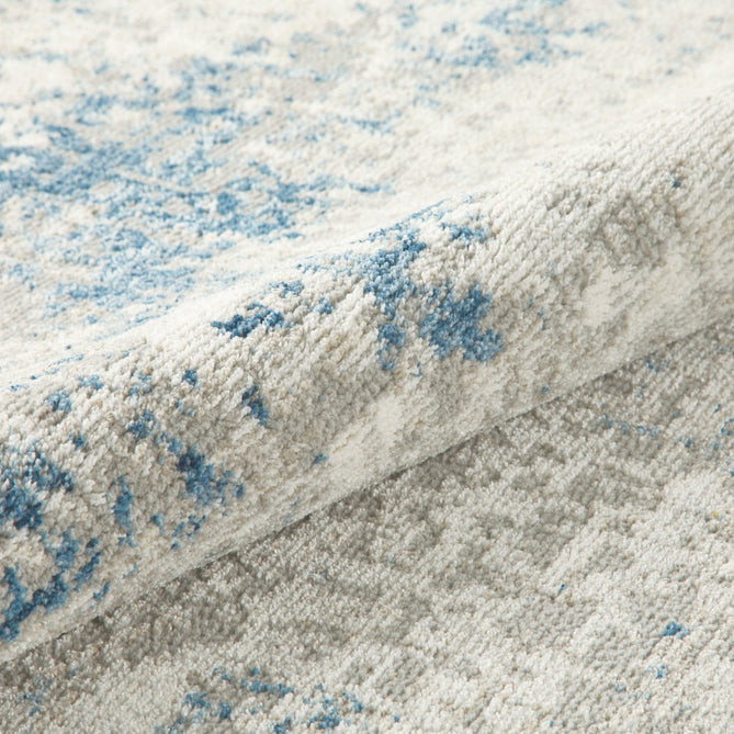 Rossa ROS03 Modern Abstract Distressed Durable Easy-Care Ribbed Textured Low Profile Short Pile Ivory/Blue Rug-Concept Looms-Rug Love - The Most Loved Rug Store