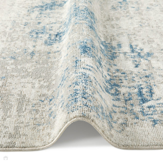 Rossa ROS03 Modern Abstract Distressed Durable Easy-Care Ribbed Textured Low Profile Short Pile Ivory/Blue Rug-Concept Looms-Rug Love - The Most Loved Rug Store