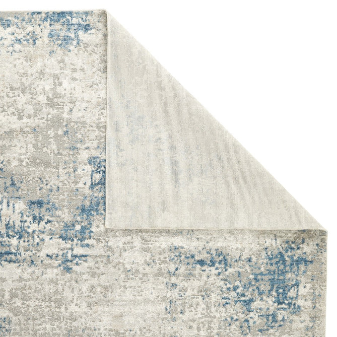 Rossa ROS03 Modern Abstract Distressed Durable Easy-Care Ribbed Textured Low Profile Short Pile Ivory/Blue Rug-Concept Looms-Rug Love - The Most Loved Rug Store