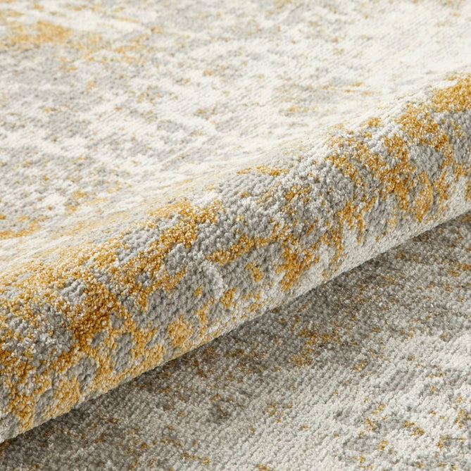 Rossa ROS03 Modern Abstract Distressed Durable Easy-Care Ribbed Textured Low Profile Short Pile Ivory/Gold Rug-Concept Looms-Rug Love - The Most Loved Rug Store