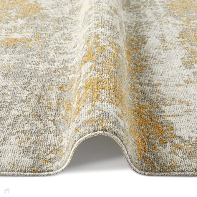 Rossa ROS03 Modern Abstract Distressed Durable Easy-Care Ribbed Textured Low Profile Short Pile Ivory/Gold Rug-Concept Looms-Rug Love - The Most Loved Rug Store