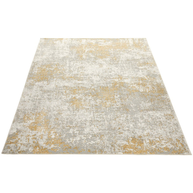 Rossa ROS03 Modern Abstract Distressed Textured Short Low Flat Pile Ivory/Gold Rug-Concept Looms-Rug Love - The Most Loved Rug Store