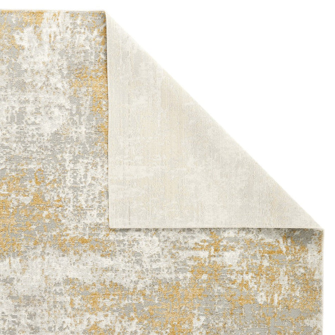 Rossa ROS03 Modern Abstract Distressed Textured Short Low Flat Pile Ivory/Gold Rug-Concept Looms-Rug Love - The Most Loved Rug Store
