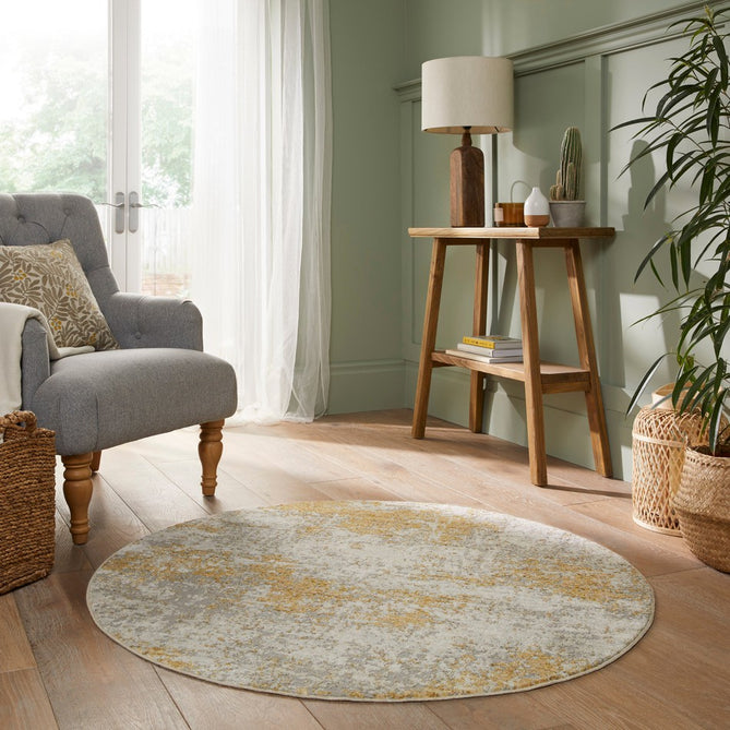Rossa ROS03 Modern Abstract Distressed Textured Short Low Flat Pile Ivory/Gold Rug-Concept Looms-Rug Love - The Most Loved Rug Store