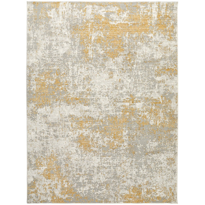 Rossa ROS03 Modern Abstract Distressed Textured Short Low Flat Pile Ivory/Gold Rug-Concept Looms-Rug Love - The Most Loved Rug Store