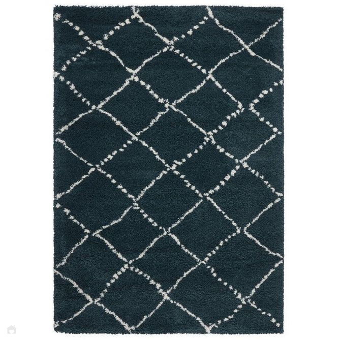 Royal Nomadic 5413 Modern Geometric Diamond Soft Plush Boho Shaggy Dark Green-Think Rugs-Rug Love - The Most Loved Rug Store