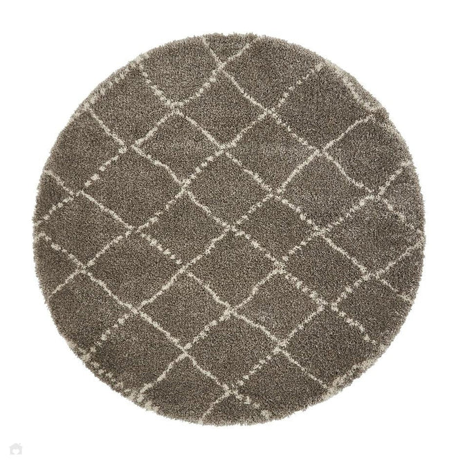 Royal Nomadic 5413 Modern Geometric Diamond Soft Plush Boho Shaggy Grey/Cream Rug-Think Rugs-Rug Love - The Most Loved Rug Store