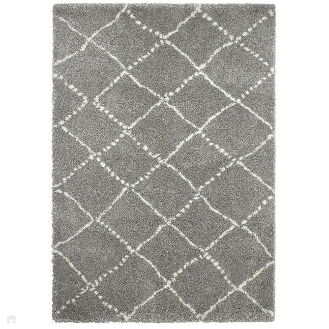 Royal Nomadic 5413 Modern Geometric Diamond Soft Plush Boho Shaggy Grey/Cream Rug-Think Rugs-Rug Love - The Most Loved Rug Store