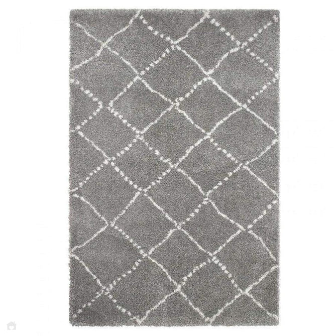 Royal Nomadic 5413 Modern Geometric Diamond Soft Plush Boho Shaggy Grey/Cream Rug-Think Rugs-Rug Love - The Most Loved Rug Store