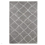 Royal Nomadic 5413 Modern Geometric Diamond Soft Plush Boho Shaggy Grey/Cream Rug